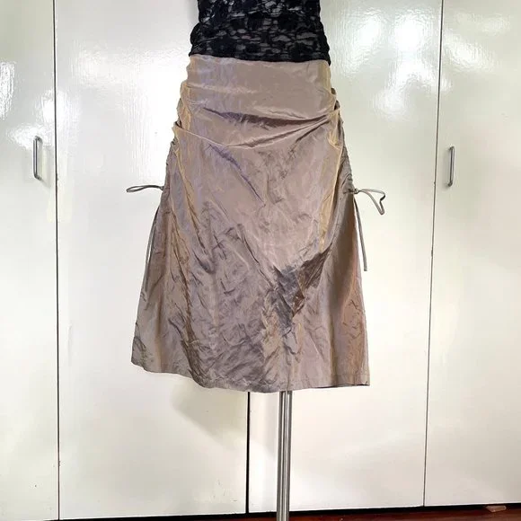 Zelda metallicTaffeta Made in USA Side Drawstring rushed skirt 6 - Picture 7 of 14